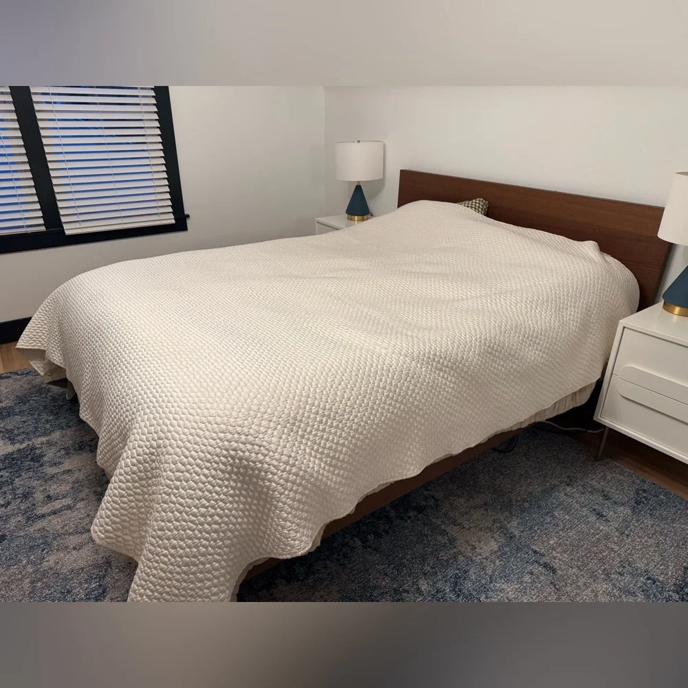 West Elm Cream Silky Quilt Bedding